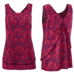 CAbi #3258 Cameo Sleeveless Layered Top Purple Red Small